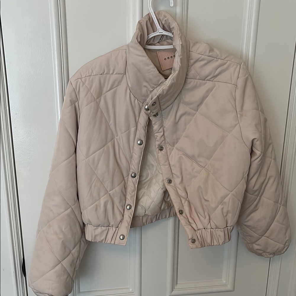 Blank NYC Cream Cropped Puffer Jacket